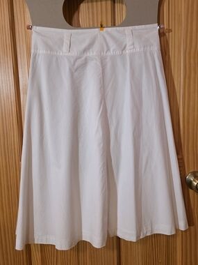 Lands' End White A-Line Cotton Blend Skirt